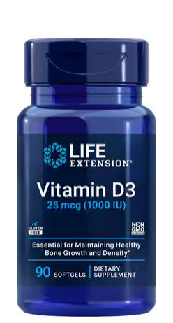 Life Extension Vitamin D3 25 mcg 1,000 IU 90 Softgels
