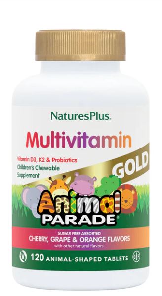 NaturesPlus Animal Parade GOLD Multivitamin Children’s Chewables - Sugar Free Assorted 120 tablets