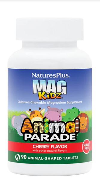 NaturesPlus Animal Parade MagKidz Children's Chewables Magnesium Cherry 50 mg 90 tablets
