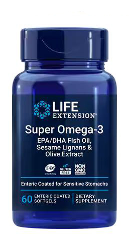 Life Extension Super Omega-3 Sesame Lignans & Olive Extract 60 Softgels