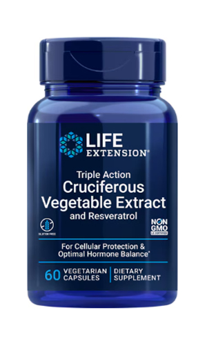 Life Extension Triple Action Cruciferous Vegetable Extract with Resveratrol 60 vcaps 
