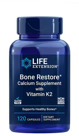 Life Extension Bone Restore Calcium Supplenent with Vitamin K2 120 vcaps