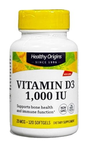 Healthy Origins Vitamin D3 1,000 IU 120 gels