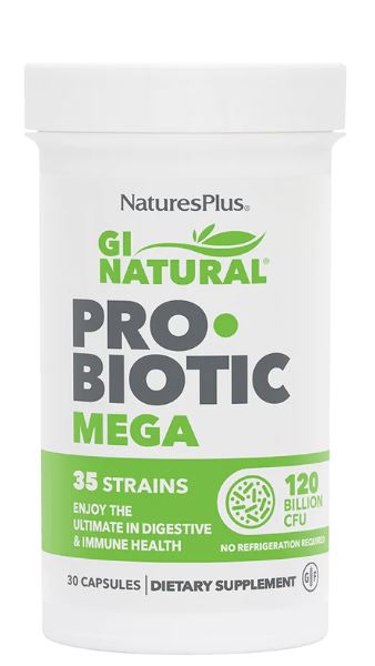 NaturesPlus GI Natural Probiotic Mega 120 billion 35 strains 30 vcaps (아이스 박스 가격 $5.20 포함)