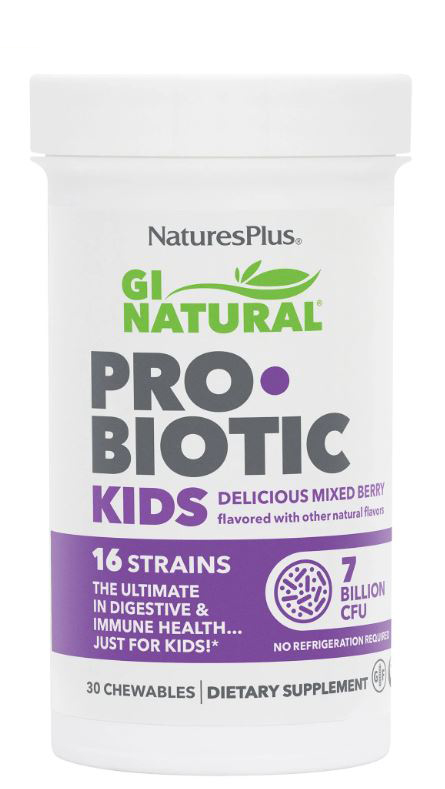 NaturesPlus GI Natural Probiotic Kids 7 billion 16 strains 30 chewables (아이스 박스 가격 $5.20 포함)